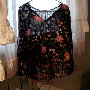 Old Navy Floral Print Boho Top Size Large